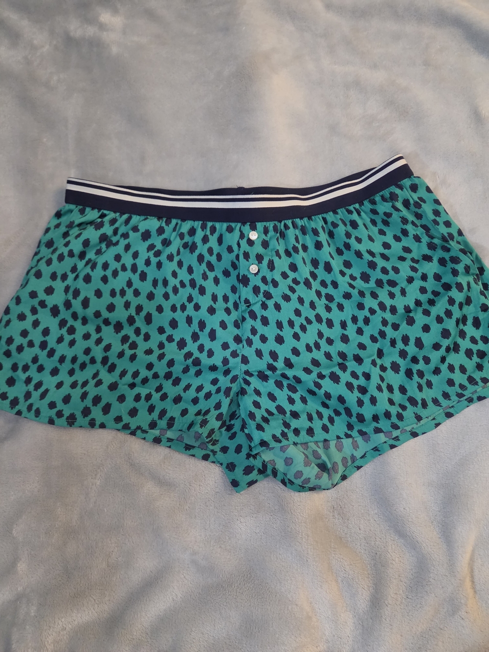 Aerie Green & Blue Spotted Sleep Shorts, size M
